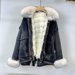 Women's Denim Jacket with Faux Fur - Winter Essential