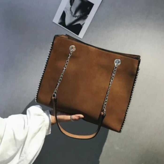 Chain Leather Bag - Women's Luxury Leather Handbag