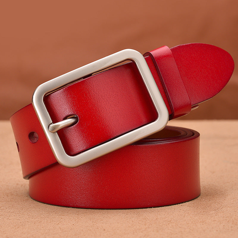 men's Square Pin Buckle Leather Belt