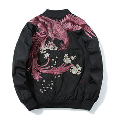 Embroidered Phoenix Bomber Jacket - Luxurious Streetwear Outerwear