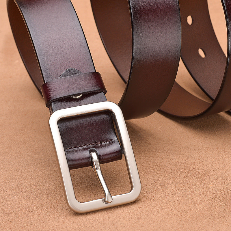 men's Square Pin Buckle Leather Belt