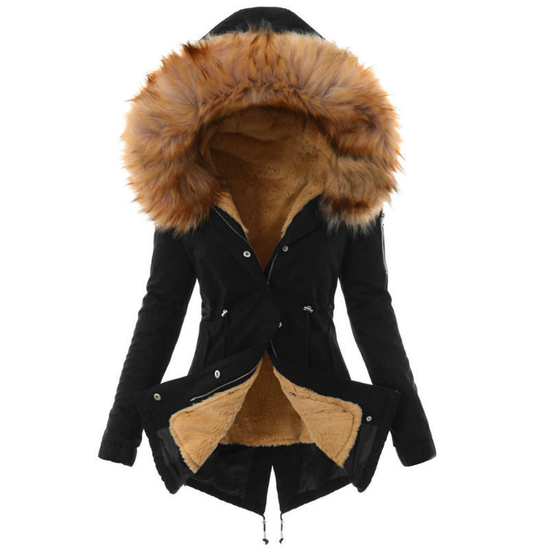 Navy Parka with Faux Fur Hood - Warm & Stylish Winter Coat