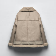 Stylish Winter Warmth Beige Aviator Jacket - Cozy & Chic