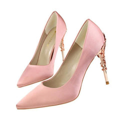 Enchanting Satin Heels with Ornate Accents: Elegant Evening Style