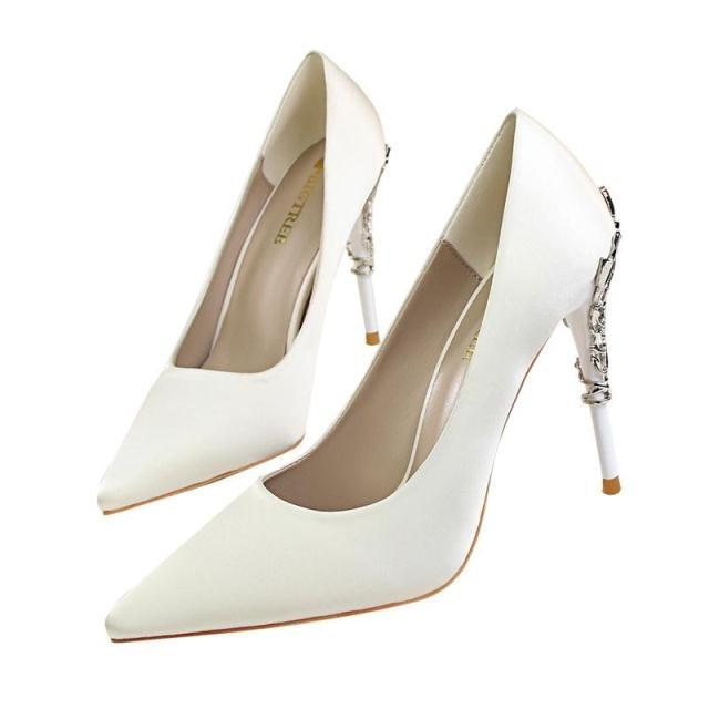 Enchanting Satin Heels with Ornate Accents: Elegant Evening Style