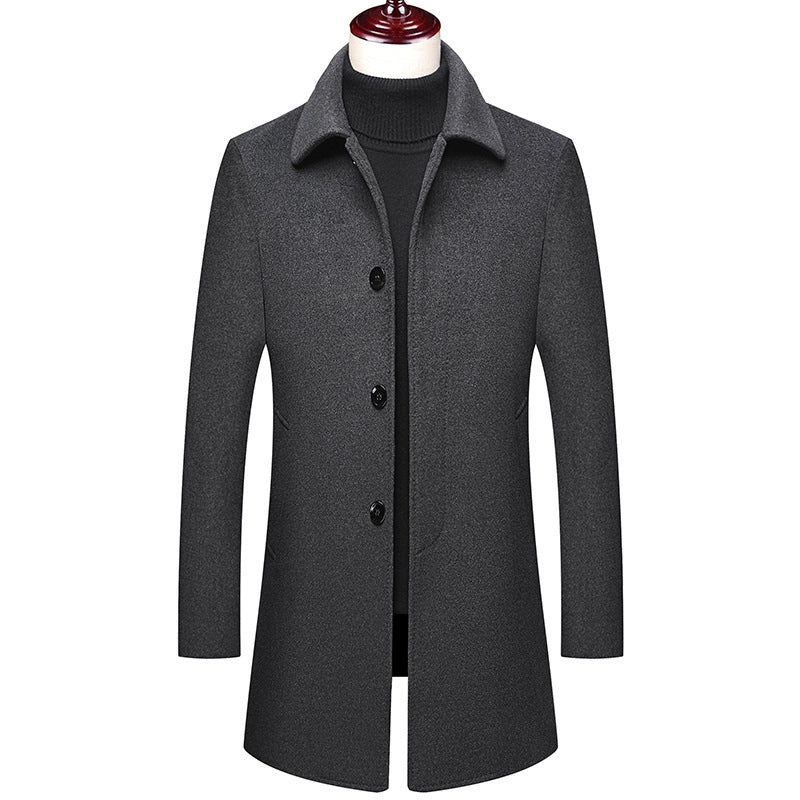 Men's Slim-Fit Wool Blend Overcoat - Classic Winter Outerwear