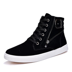 Casual High-Top Suede Sneakers with Lace-Up Closure