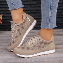 Women's Floral Print Lace-Up Sneakers