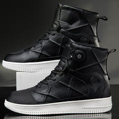 Futuristic Sneakers - Sleek Leather High-Top Sneakers