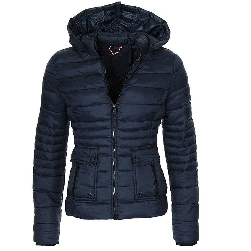 Women's Navy Puffer Jacket - Winter Warmth