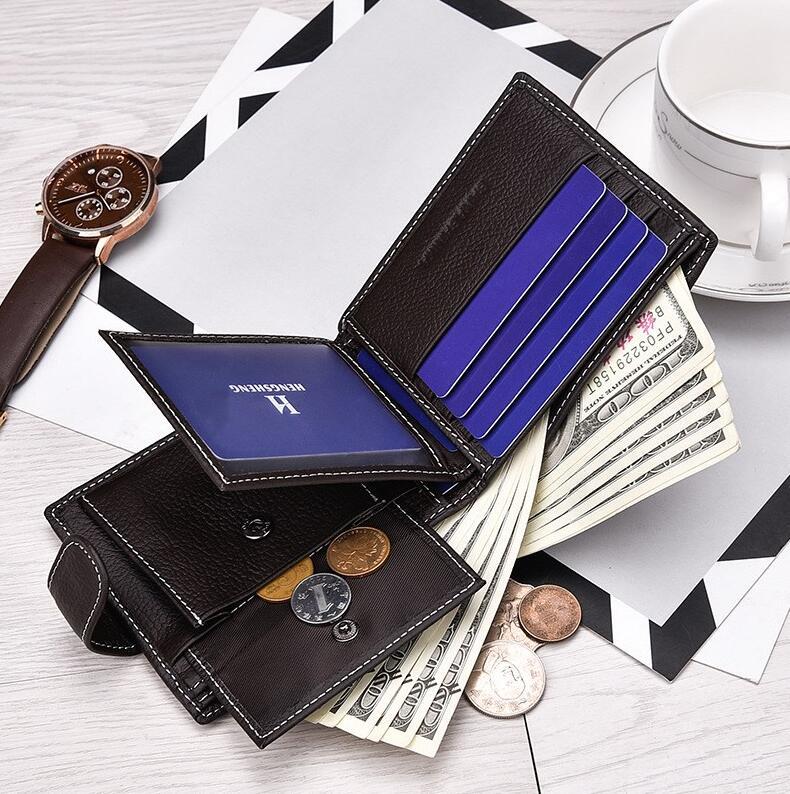 High-Quality Genuine Leather Bifold Wallet with Snap Closure