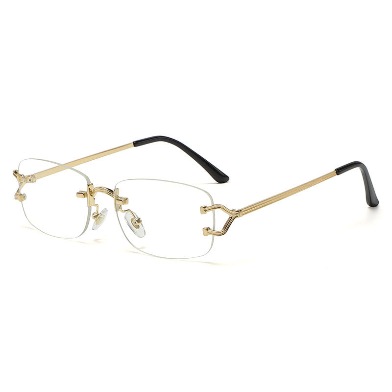 Chic Rimless Geometric Sunglasses with Sleek Metal Frames