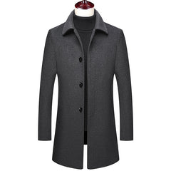 Men's Slim-Fit Wool Blend Overcoat - Classic Winter Outerwear