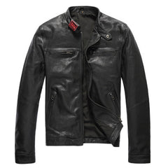 Black Leather Bomber Jacket for Men