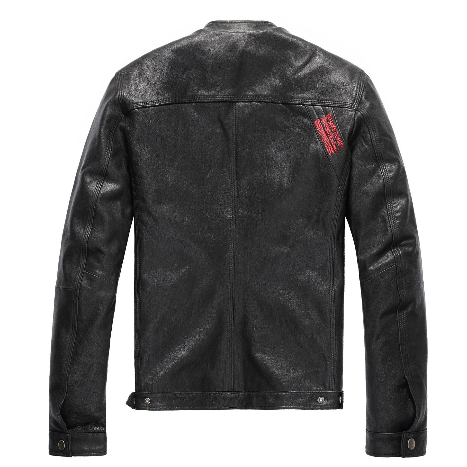 Black Leather Bomber Jacket for Men