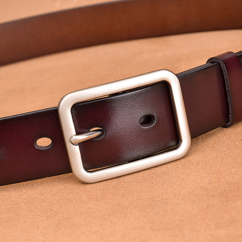 men's Square Pin Buckle Leather Belt