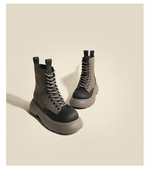 Lace-Up Platform Boots with Rugged Sole