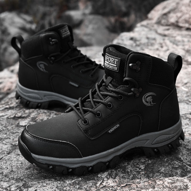 Rugged Leather Hiking Boots with Durable Traction Sole