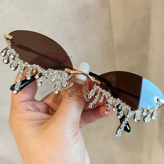 Elegant Rhinestone Embellished Oversized Sunglasses