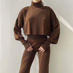 Stylish Puff Sleeve Sweater and Matching Pants Co-Ord Set