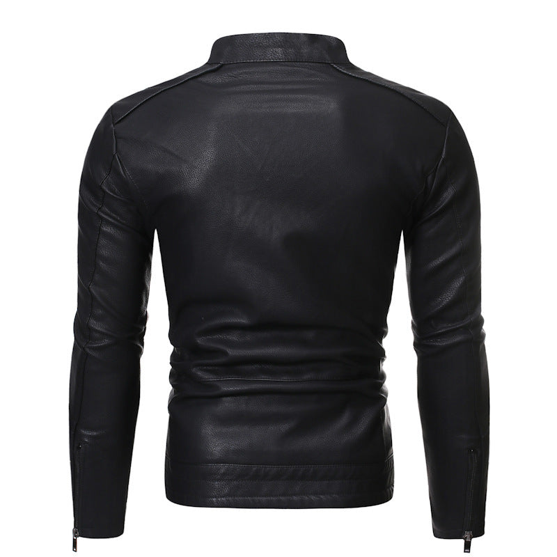 Men's Slim Fit Leather Motorcycle Jacket