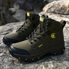 Rugged Leather Hiking Boots with Durable Traction Sole