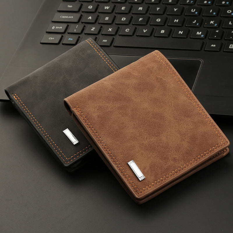 Premium Leather Bifold Wallet with Metal Accent