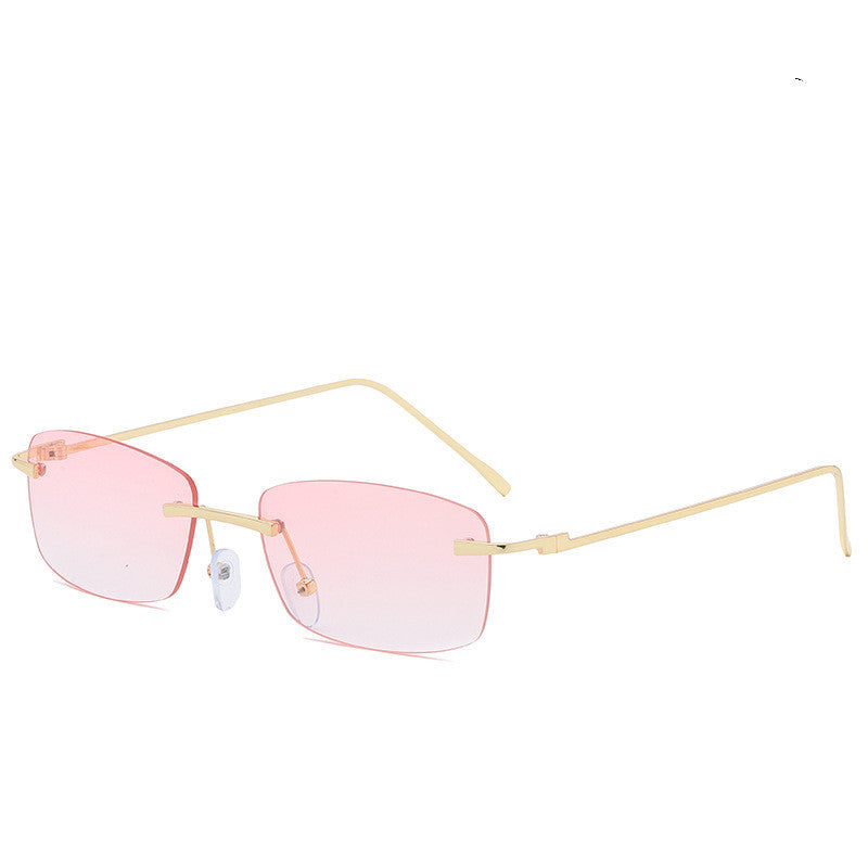 Stylish Gold-Tone Rimless Square Eyeglasses with Gradient Lenses