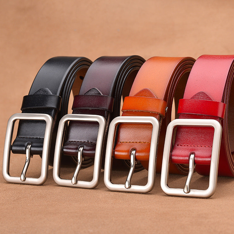 men's Square Pin Buckle Leather Belt