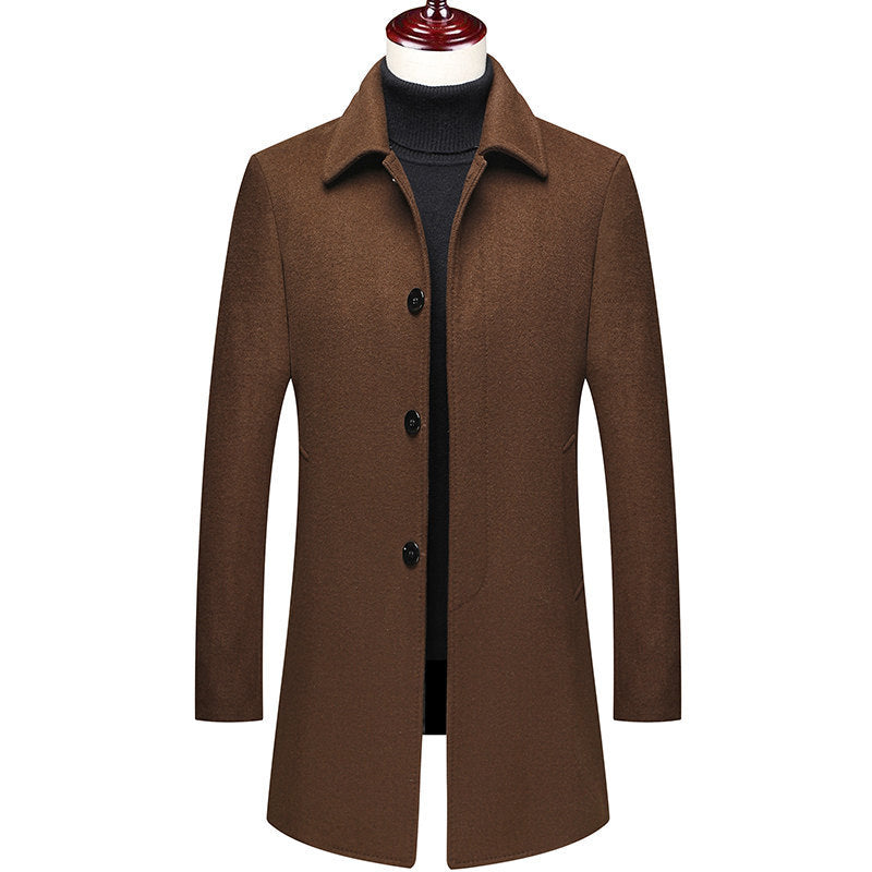 Men's Slim-Fit Wool Blend Overcoat - Classic Winter Outerwear