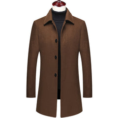 Men's Slim-Fit Wool Blend Overcoat - Classic Winter Outerwear