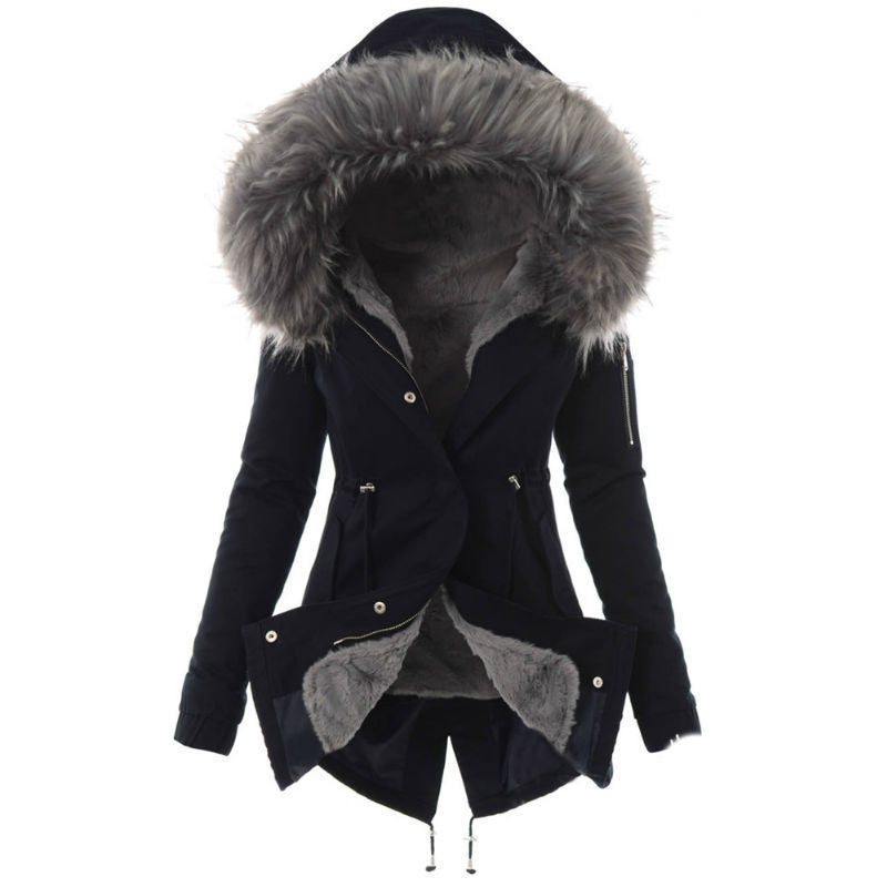 Navy Parka with Faux Fur Hood - Warm & Stylish Winter Coat