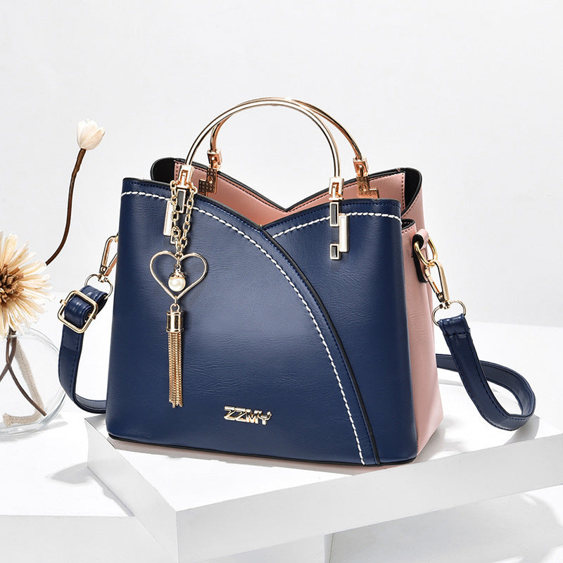 Chic and Elegant Color-Block Leather Handbag