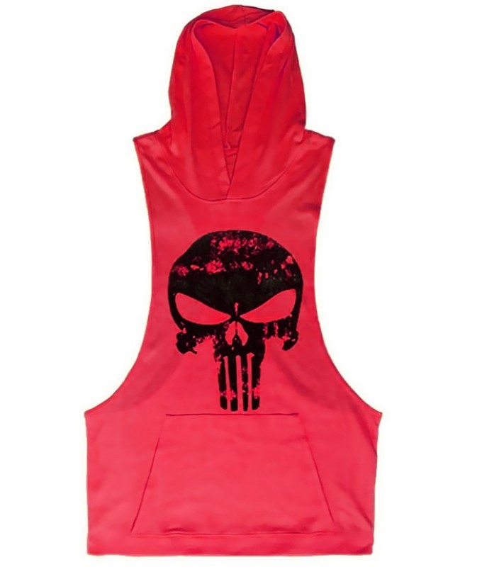 Gym Tank Top Hoodie – Men's Skull Graphic Training Hoodie