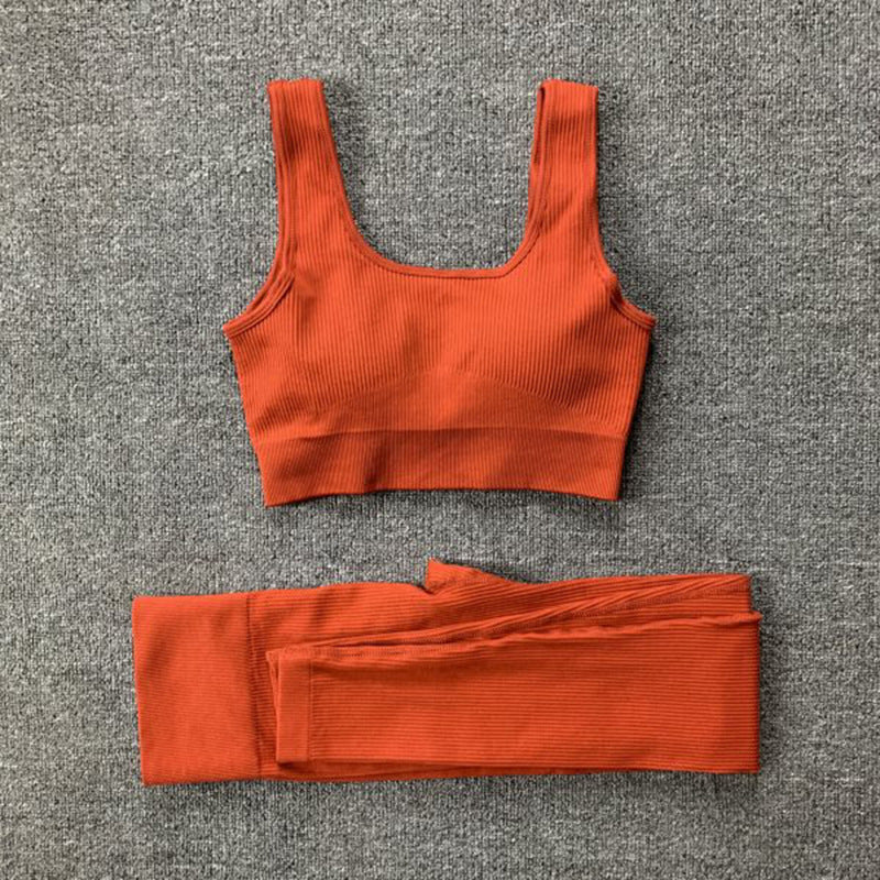 Seamless High-Waisted Workout Leggings and Sports Bra Set