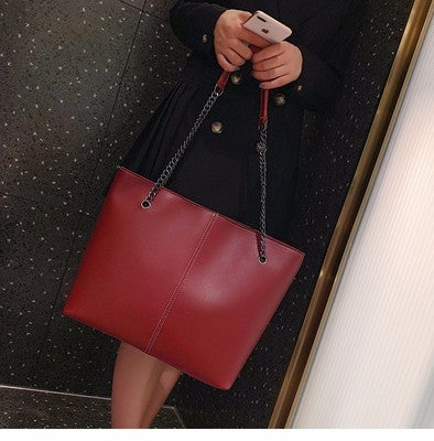 Leather Tote bag - Women's PU leather One Shoulder Handbag