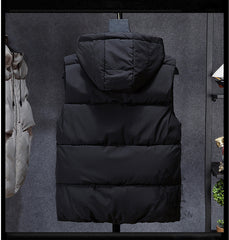 Men's Quilted Vest with Hood - Stylish and Warm