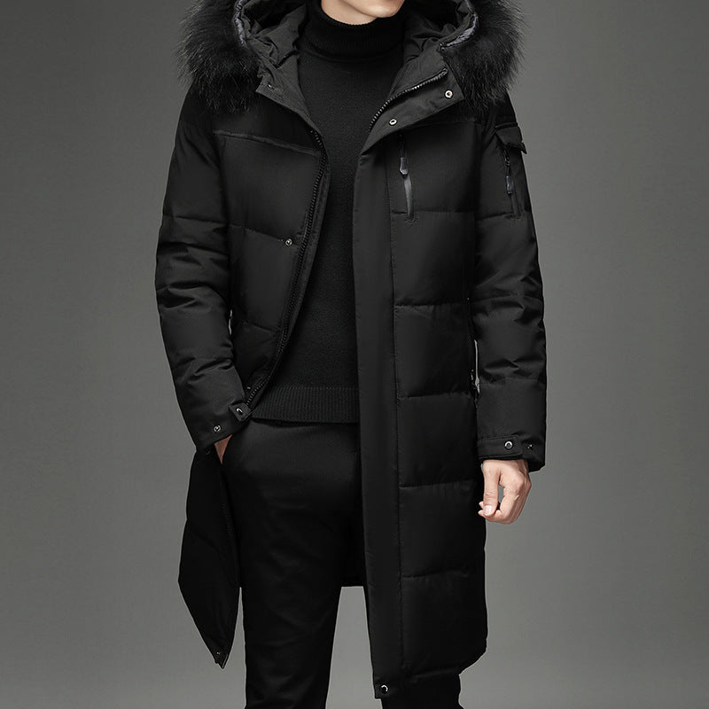 Men's Long Down Parka - Winter Coat with Hood