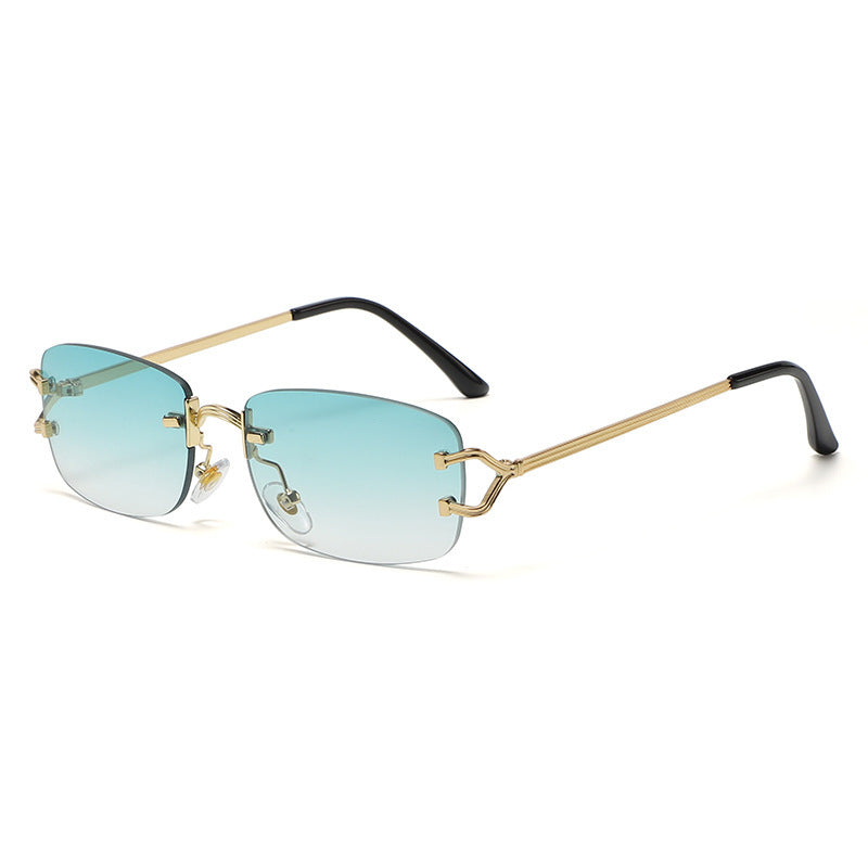 Chic Rimless Geometric Sunglasses with Sleek Metal Frames