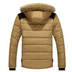 Men's Quilted Winter Parka - Faux Fur Hood, Multiple Pockets