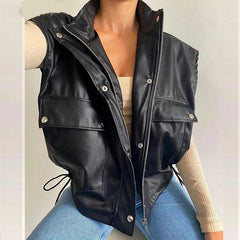 Women's PU Leather Vest - Trendy & Stylish