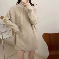 Cozy Oversized Ribbed Knit Sweater Dress