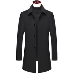 Men's Slim-Fit Wool Blend Overcoat - Classic Winter Outerwear