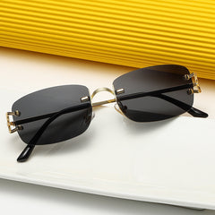 Chic Rimless Geometric Sunglasses with Sleek Metal Frames