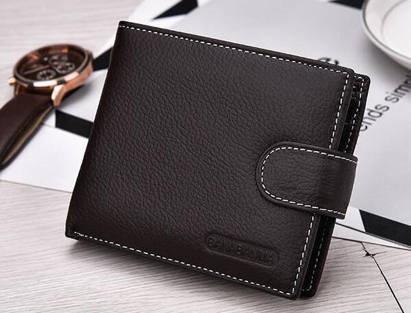 High-Quality Genuine Leather Bifold Wallet with Snap Closure