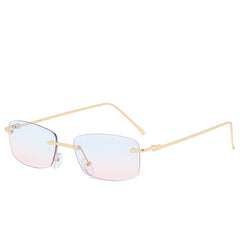 Stylish Gold-Tone Rimless Square Eyeglasses with Gradient Lenses