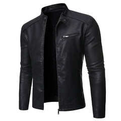 Men's Slim Fit Leather Motorcycle Jacket