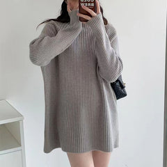 Cozy Oversized Ribbed Knit Sweater Dress