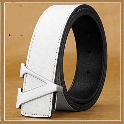 Men's Premium Leather Belt with V Buckle