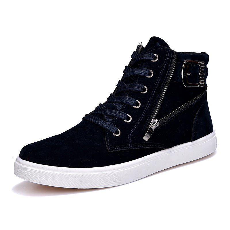 Casual High-Top Suede Sneakers with Lace-Up Closure